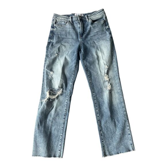 Flying Monkey Style Y3573 High Rise Straight Leg Ankle Jeans Distressed Size 27 - Picture 1 of 4